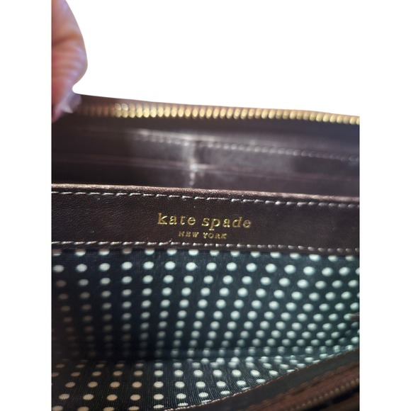 Kate Spade New York Brown Pebbled Leather Zip Around Tassel Wallet - Picture 4 of 4